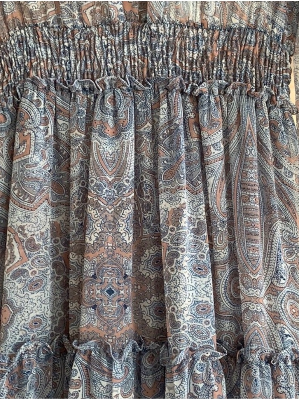 Light Blue Paisley Maxi Dress with Tiered Skirt - Picture 6 of 7